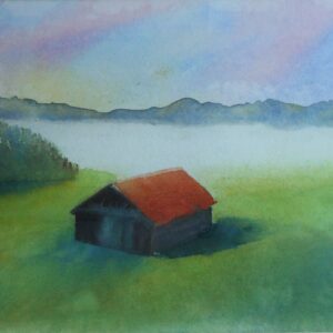 Huette-Nebel 46x32 cm