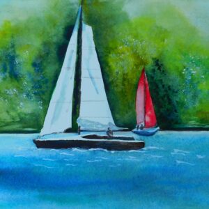 Segelboote-Woerthersee 46x32 cm