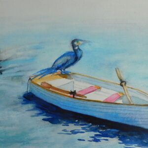 Kormoran auf Boot, 46x32